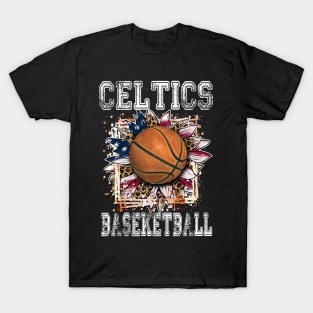 American Flag Personalized Celtics Proud Name Basketball T-Shirt